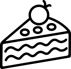 Piece Of Cake With Berries Digital Sketch Svg Design, Free Vectors File